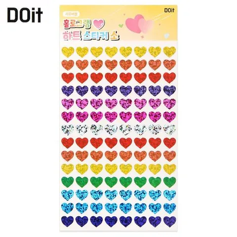 두잇 홀로그램 문구 하트 스티커 소 3매입