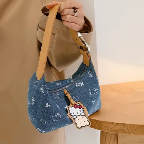 여성 캐주얼 헬로키티 데님 핸드백 숄더백 가방