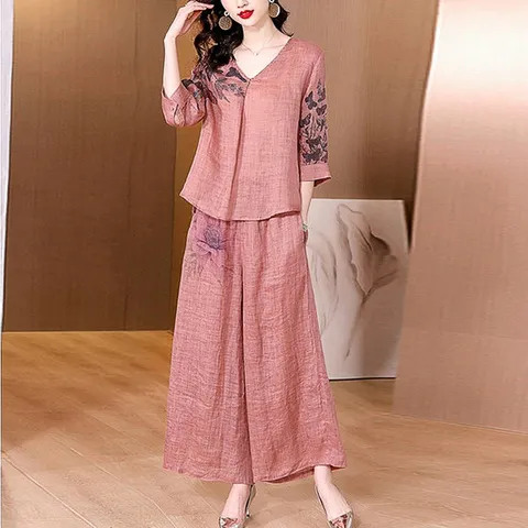 린넨나비큰꽃상하세트 치마투피스 봄투피스셋업 쉬폰치마 쉬폰블라우스 40대 50대 엄