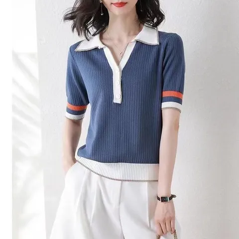 2종세트 배색단추썸머니트 여성여름니트티 여성조끼 니트가디건 티블라우스 반팔니트