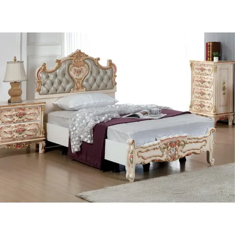 아시안데코 로얄 엔틱 프렌치 로코코 원목 실버 공주 슈퍼싱글 침대