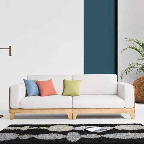 더젠] 베이크 아쿠아패브릭 고무나무원목소파(3.5인용, 소쿠션3