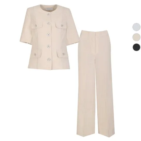 SET 루치 여성 린넨터치 여름 정장 자켓+팬츠 세트