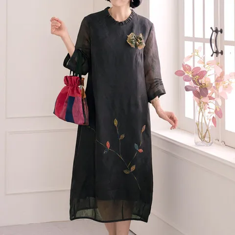 [엄마옷 로즈맘] 산호자가드인견원피스