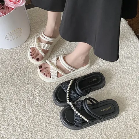 진주경량샌들 슬리퍼 쪼리 여성신발 통굽 키높이슈즈