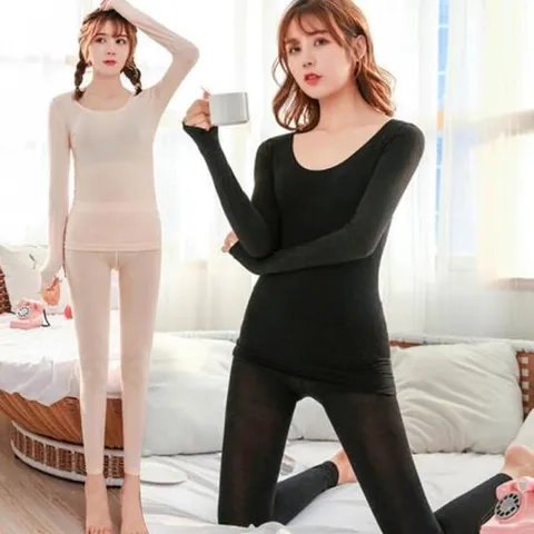 아트박스/옷자락 여자 블랙 스킨 라운드넥 상하의 세트