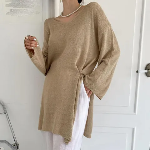 아트박스/옷자락 여자 그런지룩 롱티 슬릿 여름 니트