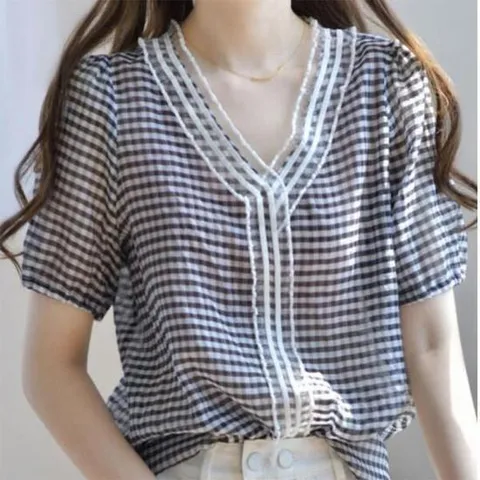 아트박스/옷자락 여자 여름 시스루 쉬폰 브이넥 블라우스