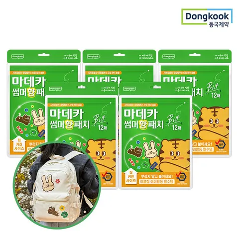 동국제약 마데카 썸머 향 패치 빅 12매 X 5개 (총60매) 야외활동 캠핑 보호 벌레기피 왕패치 프리미엄 부직포 원단