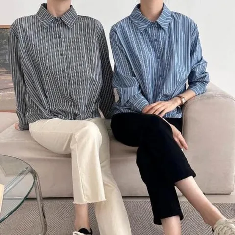 아트박스/다잇템 여자 블루종 스트라이프셔츠 블라우스