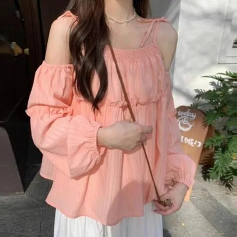 아트박스/옷자락 여자 러블리 끈나시 캉캉 블라우스