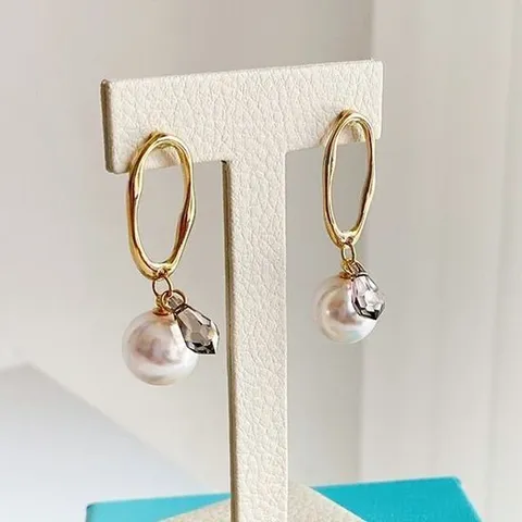 [에이치플러스몰]E718 실버나이트 오스트리아 진주 크리스탈 귀걸이