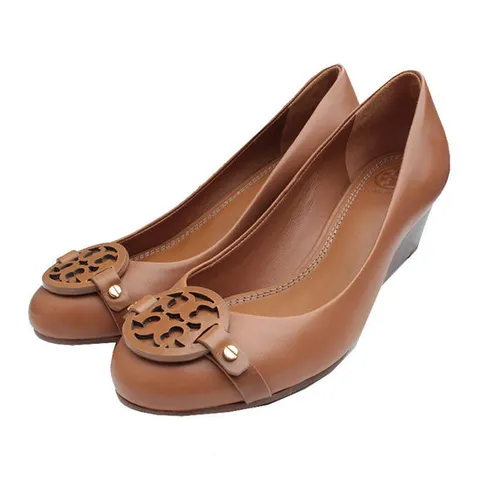 (명품) 토리 버치 캐러멜 로고 웨지힐 슈즈 6M