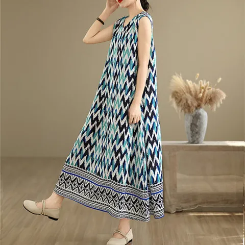 [바바라옷장]2591946- 사이드 다트 민소매 롱원피스 인견원피스