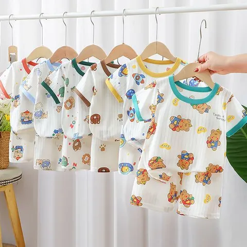 [조이멀티]럽잇패턴 아동 자가드 반팔반바지 실내복세트 205818