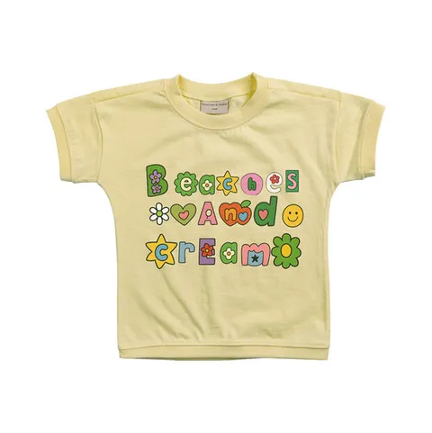 [비치스앤크림_키즈]꽃 로고 반팔 티셔츠-크림레몬(Flower Logo