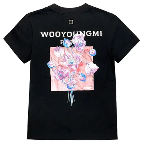 (명품) M243TS05708B 3D 플라워 백로고 티