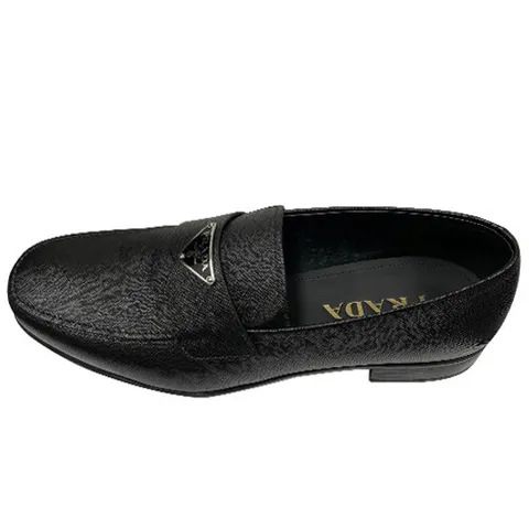 (명품) 사피아노 레더 로퍼 블랙 남성 슈즈 2DB18