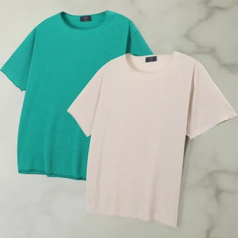 [옷자락]남성 여름 니트 라운드넥 심플 반팔 티셔츠