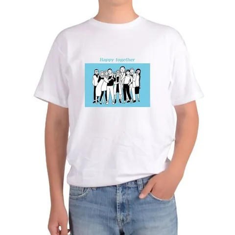 [에이치플러스몰]반팔 라운드티 투게더 해피 happy together