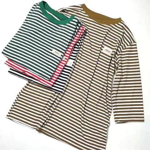 여성 냉감 스트라이프 7부 티셔츠