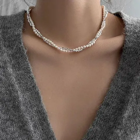 [에이치플러스몰](이거찜)레이어드 두줄 목걸이 패션 포인트 롱 목걸이