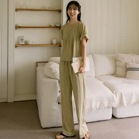 [저스트원] [코디SET] 슬린 쿨레이온 블라우스+팬츠 세트