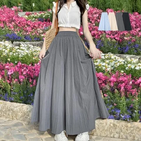 [써니 패션] 여성 봄 여름 롱 와이드 밴딩 치마바지