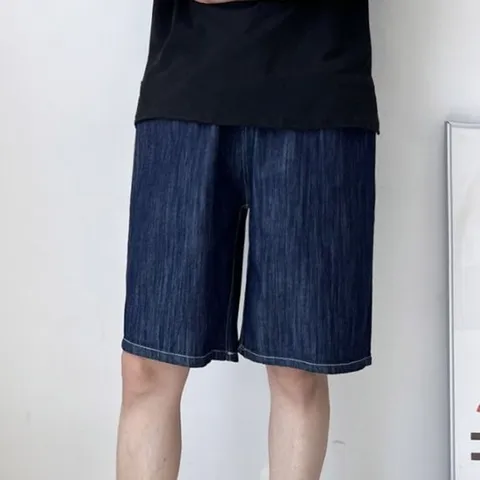 [에이치플러스몰]남자여름 바지 와이드팬츠 밴딩 청 남자와이드팬