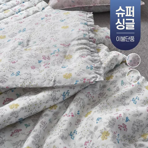 플라워 화창한 풍기 인견 여름 차렵 이불 먼지없는 쿨 냉감 침구 슈퍼싱글 SS (이불단품)