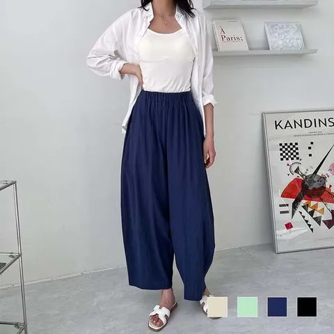 항아리바지 절개 세르미 캐주얼 블루머 통바지