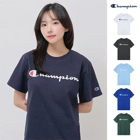 챔피온 로고 반팔 티셔츠 클래식 남녀공용 기본 티셔츠 GT23H