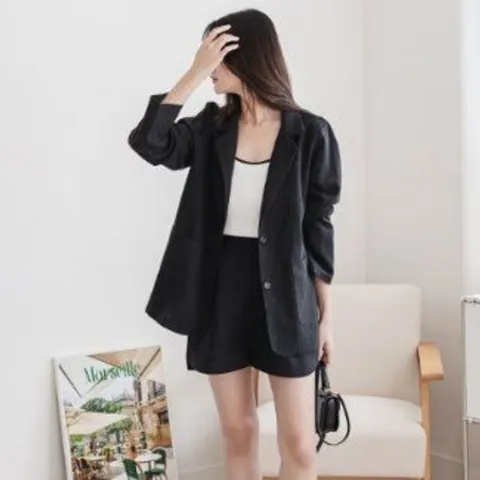 [미라클세븐]여성용 클래식 린넨 카라 여름 오버사이즈 재킷