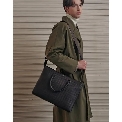 [ 롯데백화점 ][닥스][GIRD CLASSIC] 브라운 패턴 소가죽 서류가방(13인치 노트북 수납) DBBA5F240J