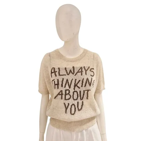 [ 롯데백화점 ][에이비에프지]라운드 레터링 여름 반팔 니트 ADZ3HW33H