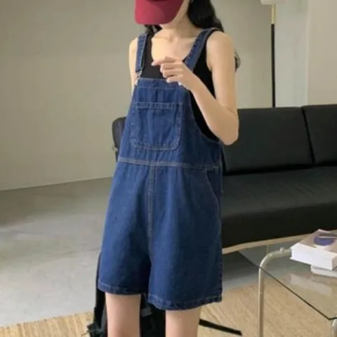 데님 오버롤 점프수트 멜빵 청 바지