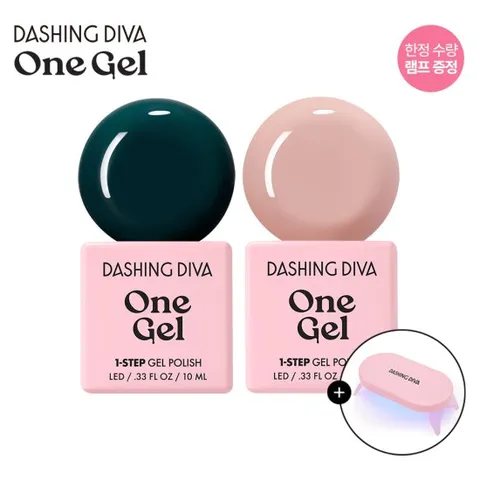 M)데싱디바 다크그린&피치누드젤네일 2종(LED램프포함)