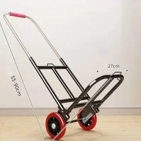100kg거뜬 접이식카트 레드 PU바퀴 쇼핑카트 손수레 장바구니캐리어 장보기 구르마