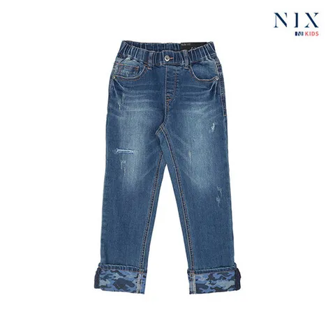 [닉스키즈][닉스키즈] 남아 M톤 구제 턴업 아트웍 슬림 데님_FKN
