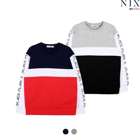 [닉스키즈][닉스키즈] 공용 특양면 가로절개 블록 맨투맨_FKOSCT