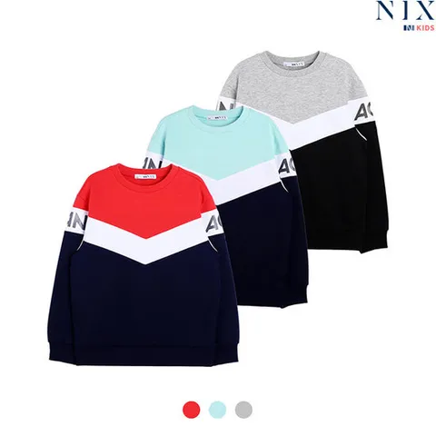 [닉스키즈][닉스키즈] 공용 특양면 브이절개 블록 맨투맨_FKOSCT