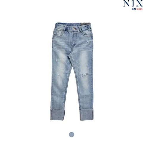 [닉스키즈][닉스키즈] 여아 L톤 구제 턴업 스키니_FKNSDDK922M