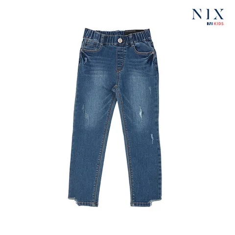 [닉스키즈][닉스키즈] 여아 M톤 구제 밑단변형 스트레이트 데님_