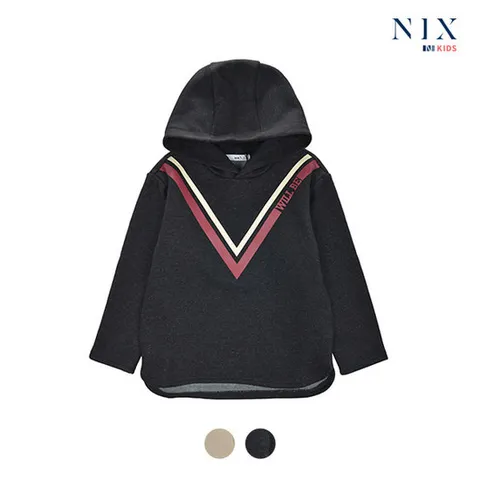 [닉스키즈][닉스키즈] 남아 기모쭈리 V라인 후드 맨투맨 티셔츠_