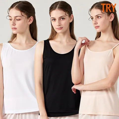 트라이 여성여름런닝 민소매 쿨 냉감 시원한 스판 인견 끈나시