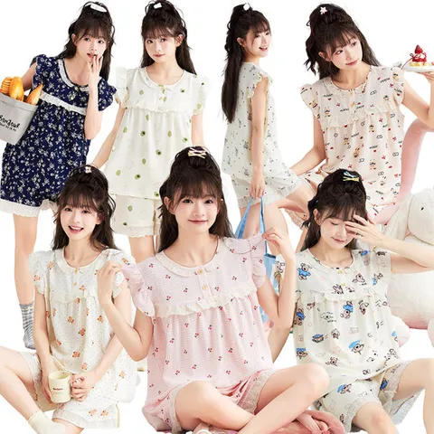 에클렛 여성 여름 요루면 레이스 민소매 나시 파자마 홈웨어 상하 잠옷세트