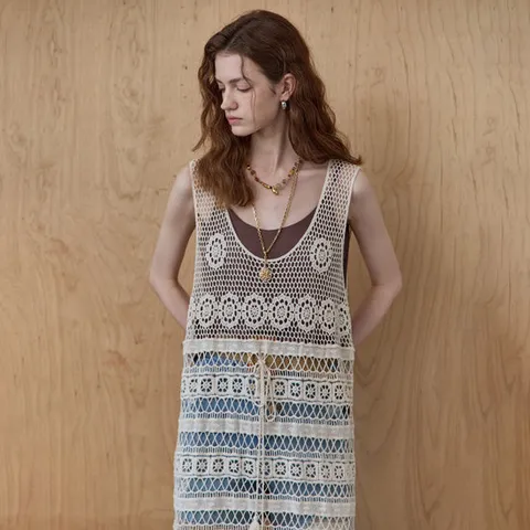 [MAXZA] 보헤미안 크로셰 레이어드 뷔스티에 원피스