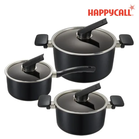 [본사직영] 해피콜 컴플리트 티타늄 IH 3종 세트 (18cm한손 + 20cm양손 + 24cm곰솥)