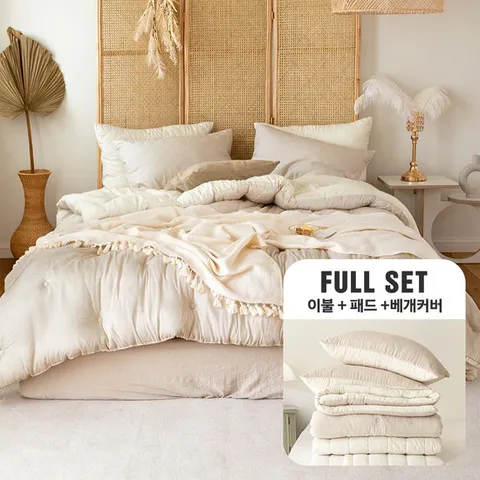 [SS풀세트] (패턴) 궁극의 부드러움 100% 모달 사계절 차렵이불+패드+베개커버