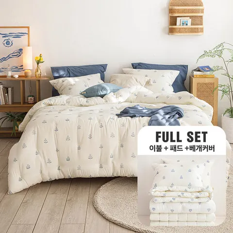 [Q풀세트] (패턴) 궁극의 부드러움 100% 모달 사계절 차렵이불+패드+베개커버